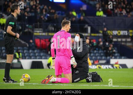 Glasgow, UK. 21st Nov, 2021. The semi final of the Premier Sports Cup took place between Rangers FC and Hibernian FC at Hampden Park stadium, Glasgow. The winner will go forward to play Celtic FC in the final on December 19th. Final score was Hibernian won by 3 goals to 1. Credit: Findlay/Alamy Live News Stock Photo