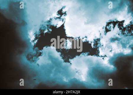 Dramatic clouds. Monochrome cloudy sky background photo. moody sky concept Stock Photo