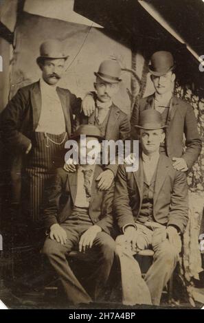 Five Members of the Wild Bunch - Vintage photograph from the Old West Stock Photo