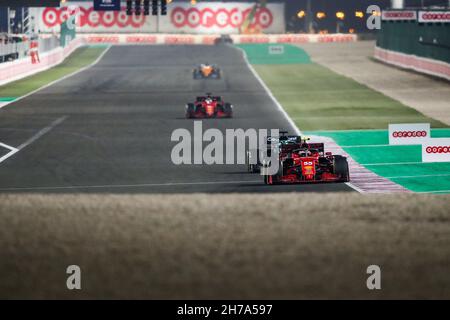 55 SAINZ Carlos (spa), Scuderia Ferrari SF21, action during the Formula 1 Ooredoo Qatar Grand Prix 2021, 20th round of the 2021 FIA Formula One World Championship from November 19 to 21, 2021 on the Losail International Circuit, in Lusail, Qatar - Photo: Florent Gooden/DPPI/LiveMedia Stock Photo