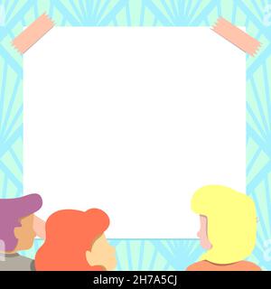 Team Members Looking At Whiteboard Brainstorming New Solutions. Colleagues Group Looking At Board Thinking Problem Solving Skills Stock Vector