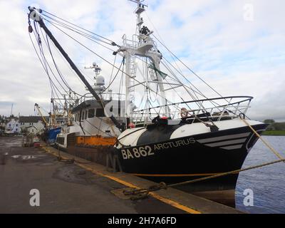 BA 862   ARCTURUS  - Ballantrae  (  a community in Carrick, South Ayrshire, Scotland) fishing boats unloading their catch at Kirkcudbright,Dumfries and Galloway, Scotland. Stock Photo