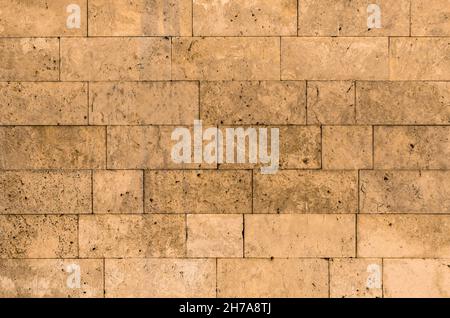 Wall texture bricks blocks of shell stone sea stone. Stock Photo
