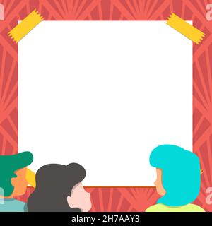 Team Members Looking At Whiteboard Brainstorming New Solutions. Colleagues Group Looking At Board Thinking Problem Solving Skills Stock Vector