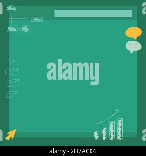 Illustration Of Large Board Receiving New Messages Emails And Searching For Skill Improvements. Screen Drawing Accepting Information Online Stock Vector
