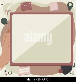 Abstract Deleting Browser History, Editing Organizing Online Files, Spreading Cyber Business Presence, Information Gathering Ideas, Internet Chatting Stock Vector