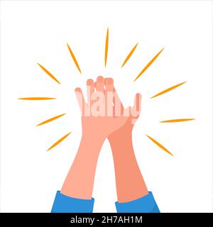 Person applauds. Human clapping hands. Isolated on whited vector illustration Stock Vector