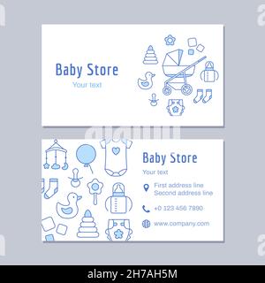 Baby store business card outline design template. Stock Vector