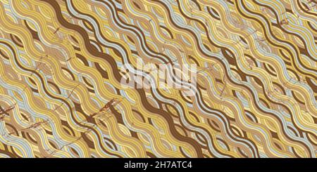 Geometric pattern with circle wave lines and marble texture grunge background retro style Stock Vector