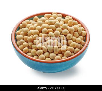 bowl of soy beans isolated on white background Stock Photo