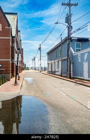 The Old Port District. 19th-century Brick Buildings line the streets of this Historic District. Portland, ME. Stock Photo