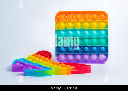 Silicone educational toy for children on the gray background Stock Photo