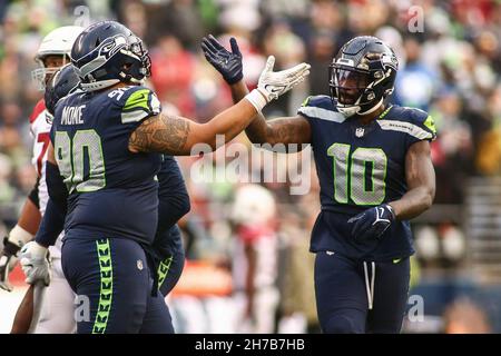 August 26 2022: Seattle Seahawks defensive tackle Bryan Mone (90) losses  his helmet during the 2nd half the NFL Football game between the Seattle  Seahawks and Dallas Cowboys at AT&T Stadium in