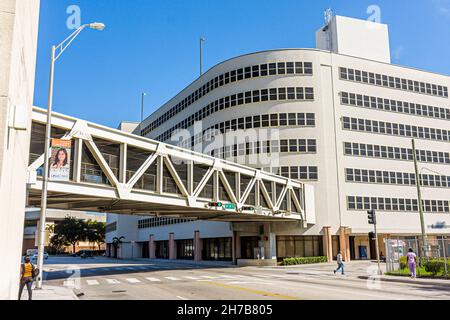 Miami Florida,University of Miami,Miller School of Medicine,Jackson Memorial Hospital medical complex building elevated covered walkway Stock Photo