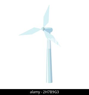 Wind turbines. Renewable electro energy sources. Wind power station isolated on white background. Eco energy industrial concept.  Stock Vector