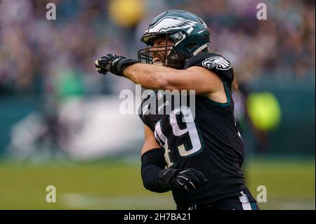 Philadelphia Eagles outside linebacker Alex Singleton (49) defends against  the New York Jets during an NFL football game, Sunday, Dec. 5, 2021, in  East Rutherford, N.J. (AP Photo/Adam Hunger Stock Photo - Alamy