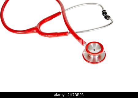 A red stethoscope  isolated on white Stock Photo
