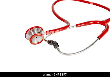A red stethoscope  isolated on white Stock Photo