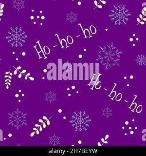 Christmas seamless pattern with snowflakes and lettering Ho-ho-ho.  Stock Vector