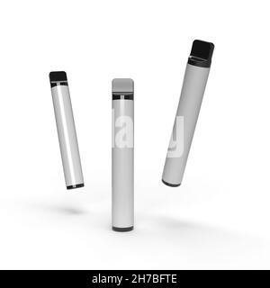 Realistic Disposable Vape Pen Electronic Cigarette Isolated on a White background for mockup and illustrations. 3D Render Illustration Stock Photo