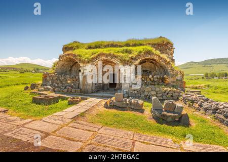 Civic house remains at the ruins of the fortress and the ancient settlement - Lori Berd. Travel and historical destinations in Armenia Stock Photo
