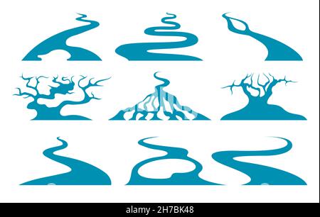 River bends icon set Stock Vector