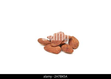 Almond nuts heap isolated on white background Stock Photo