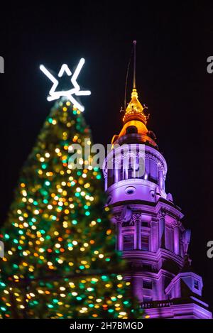 Cleveland Public Square Christmas Lights Stock Photo