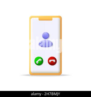 3d object smartphone incoming phone call icon. incoming call 3d icon, 3d phone vector Stock Vector