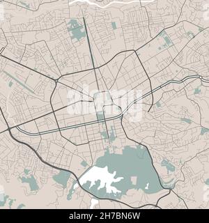 Vector map of Tirana, Albania. Urban city in Albania. Street map poster illustration. Tirana map art. Stock Vector