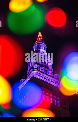 Cleveland Public Square Christmas Lights Stock Photo