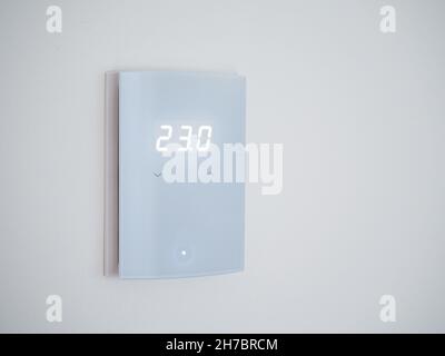Digital temperature control panel with sensor buttons Stock Photo