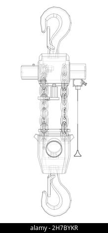 Pneumatic Wire Rope Winch concept outline Stock Photo