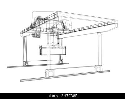 Rail-mounted gantry container crane outline Stock Photo