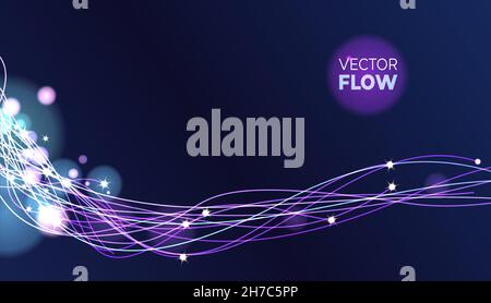 Futuristic data stream vector background. Data vortex stream technology. Stock Vector