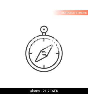 Compass thin line vector icon. Outline, editable stroke symbol. Stock Vector