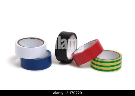 Set of multicolored duct tape on white background Stock Photo