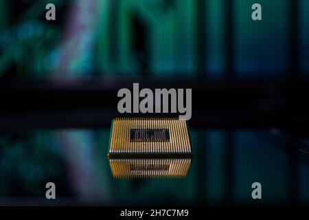Computer micro chipset. A chipset is a set of electronic component that is integrated and flows data between the processor. Chipsets usually work with Stock Photo