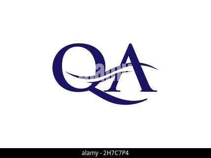 QA logo design. Initial QA letter logo vector. Swoosh letter QA logo design Stock Vector
