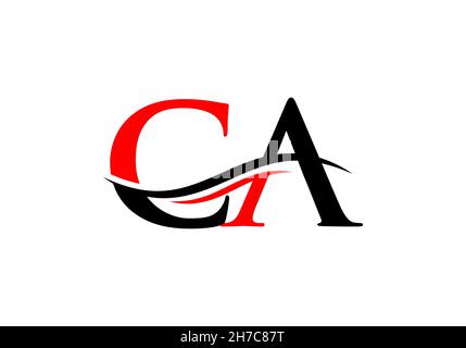 CA logo Design. Premium Letter CA Logo Design with water wave concept Stock Vector