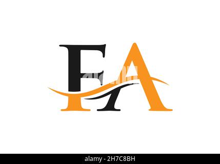 Swoosh Letter FA Logo Design for business and company identity. Water Wave FA Logo with modern trendy Stock Vector
