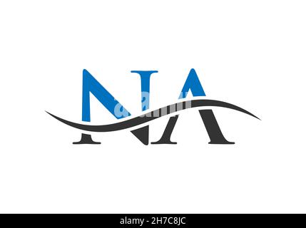 NA Logo design vector. Swoosh letter NA logo design. Initial NA letter linked logo vector template Stock Vector