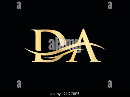 DA logo design. Initial DA letter logo vector. Swoosh letter DA logo design Stock Vector