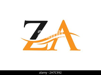 ZA Z A Swoosh Letter Logo Design with Modern Yellow Swoosh Curved Lines ...