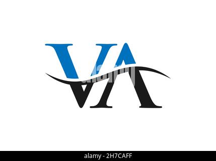 VA Logo design vector. Swoosh letter VA logo design. Initial VA letter linked logo vector template Stock Vector
