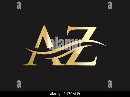 Initial AZ letter linked logo vector template. Swoosh letter AZ logo design. AZ Logo design vector Stock Vector