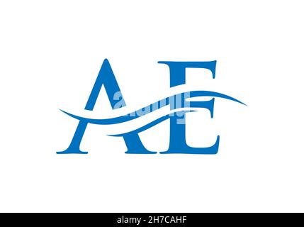 Water Wave AE Logo Vector. Swoosh Letter AE Logo Design for business and company identity Stock Vector