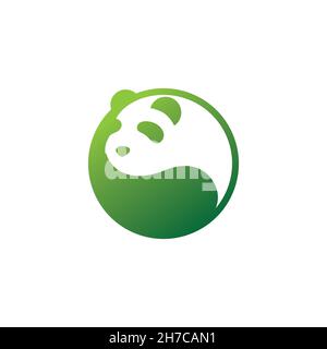 vector design. Logo created from shape of green fresh color panda with yin and yang logo concept. Stock Vector