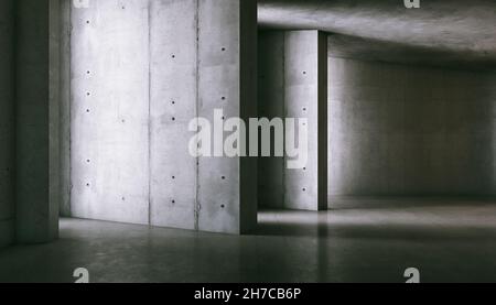 abstract interior of a reinforced concrete structure. 3d render Stock ...