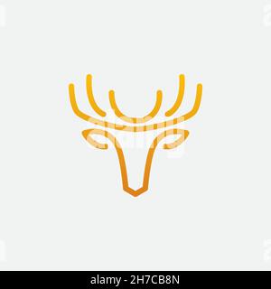 vector design. Logo created from line art antler moose logo shape idea. Stock Vector